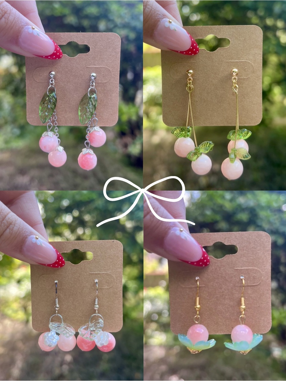 Handmade peach themed earrings set